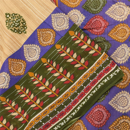 Sanskriti Vintage Sarees Indian Peach Pure Cotton Printed Sari 5yd Craft Sustainable Fabric