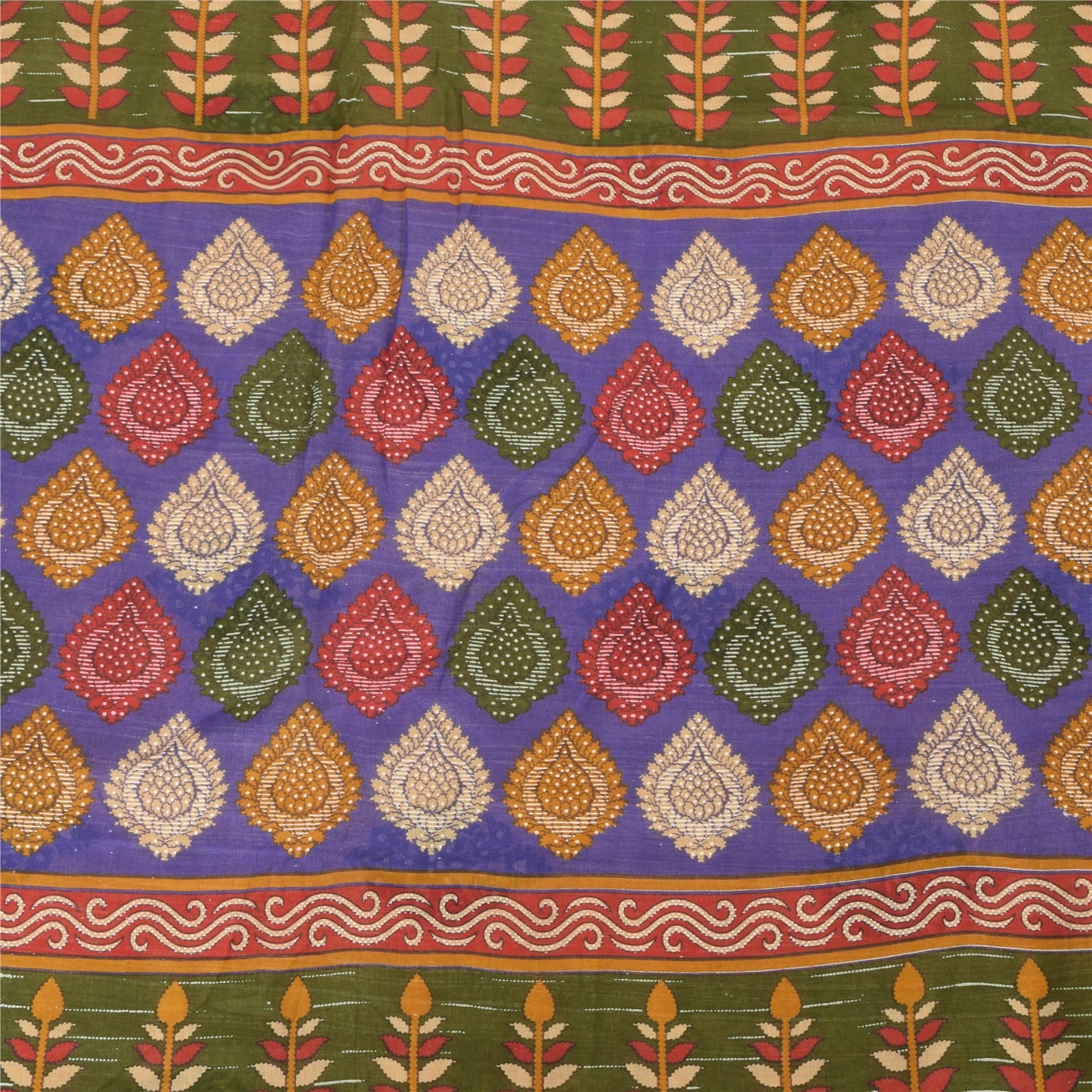 Sanskriti Vintage Sarees Indian Peach Pure Cotton Printed Sari 5yd Craft Sustainable Fabric