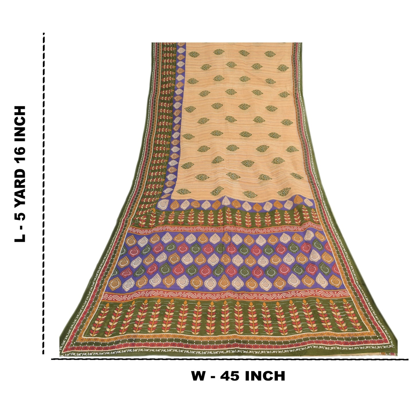 Sanskriti Vintage Sarees Indian Peach Pure Cotton Printed Sari 5yd Craft Sustainable Fabric