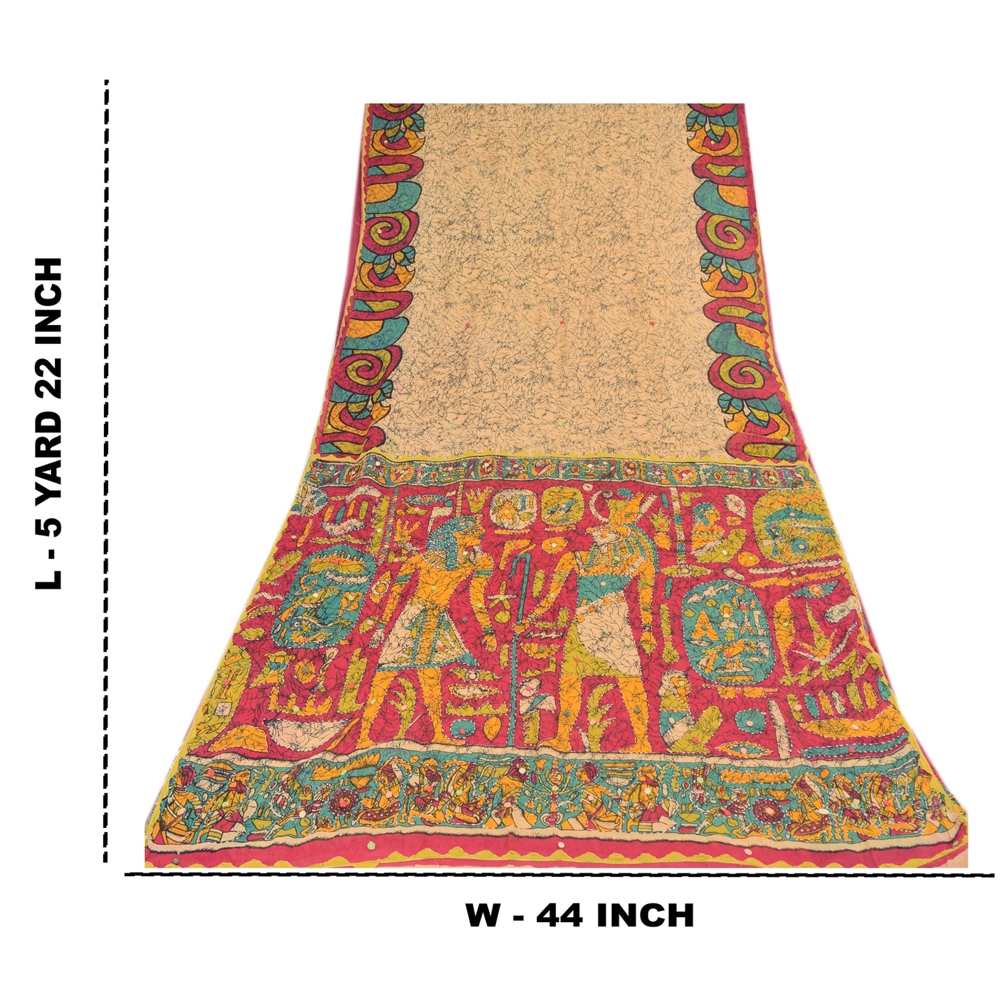 Sanskriti Vintage Sarees Handmade Kantha/Applique Pure Cotton Print Sari Sustainable Fabric