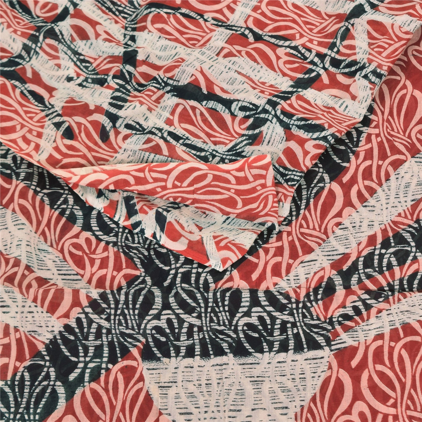 Сари Sanskriti Vintage темно-красного цвета, 100% чистый хлопок, напечатанное сари, 5 ярдов, ткань для рукоделия, устойчивая к истиранию