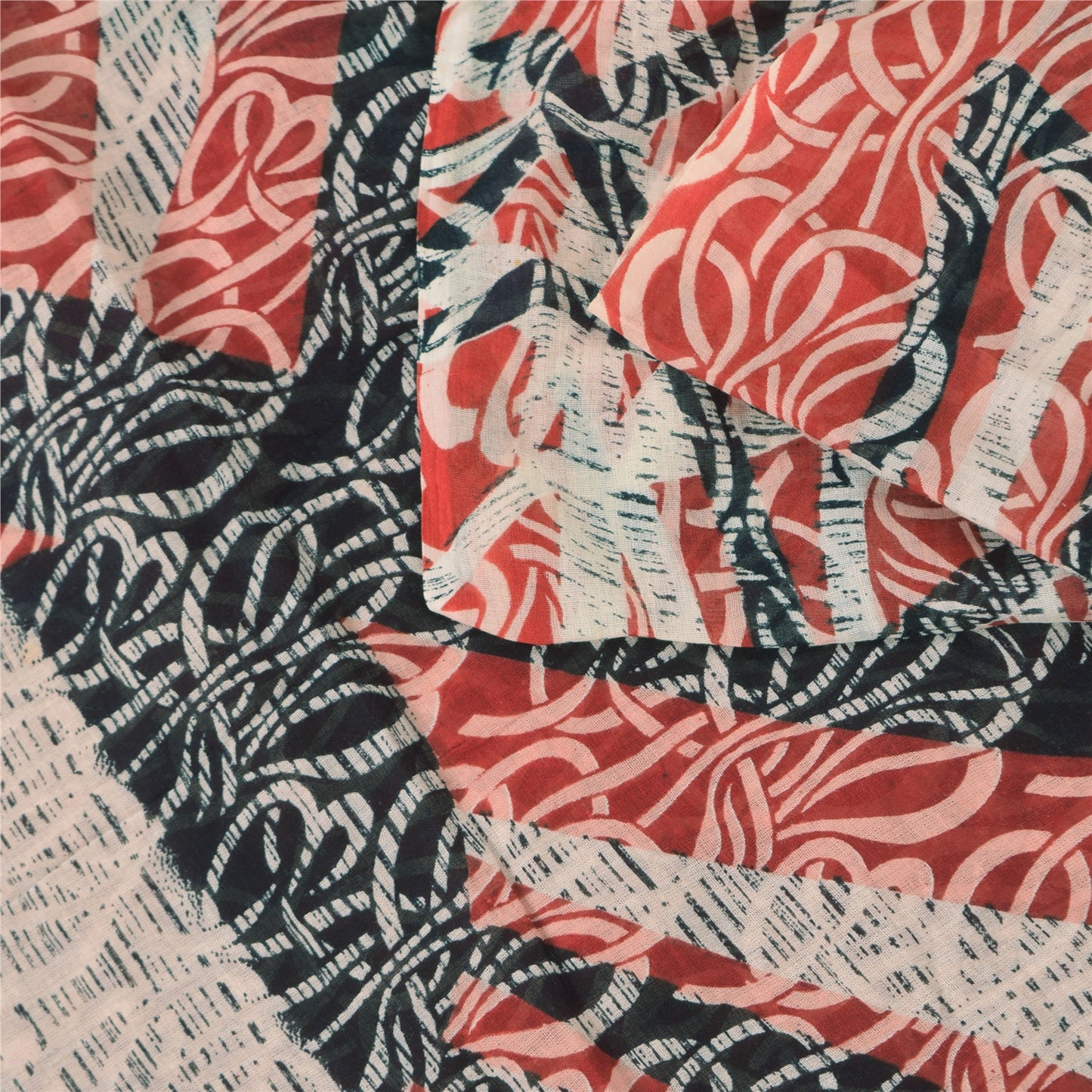 Сари Sanskriti Vintage темно-красного цвета, 100% чистый хлопок, напечатанное сари, 5 ярдов, ткань для рукоделия, устойчивая к истиранию