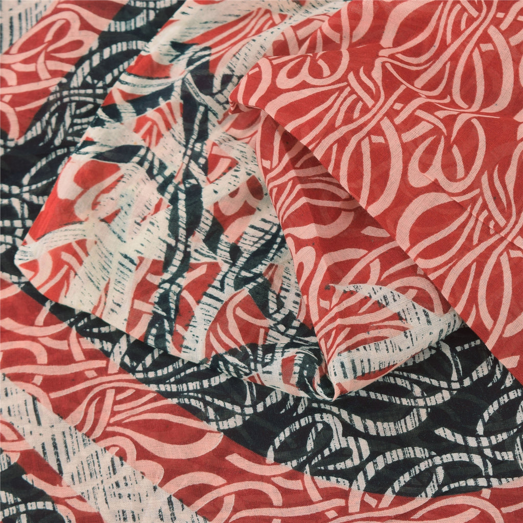 Сари Sanskriti Vintage темно-красного цвета, 100% чистый хлопок, напечатанное сари, 5 ярдов, ткань для рукоделия, устойчивая к истиранию