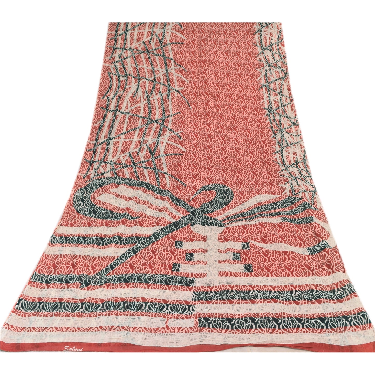 Сари Sanskriti Vintage темно-красного цвета, 100% чистый хлопок, напечатанное сари, 5 ярдов, ткань для рукоделия, устойчивая к истиранию