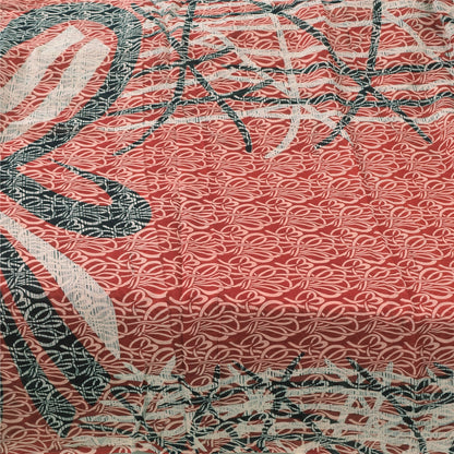 Сари Sanskriti Vintage темно-красного цвета, 100% чистый хлопок, напечатанное сари, 5 ярдов, ткань для рукоделия, устойчивая к истиранию