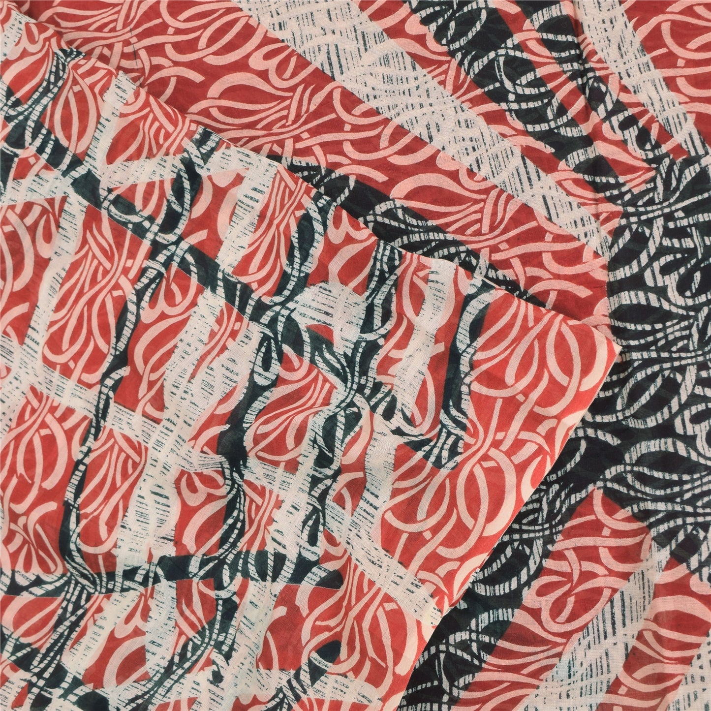 Сари Sanskriti Vintage темно-красного цвета, 100% чистый хлопок, напечатанное сари, 5 ярдов, ткань для рукоделия, устойчивая к истиранию