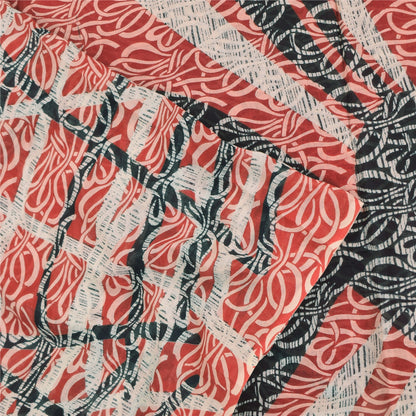 Сари Sanskriti Vintage темно-красного цвета, 100% чистый хлопок, напечатанное сари, 5 ярдов, ткань для рукоделия, устойчивая к истиранию