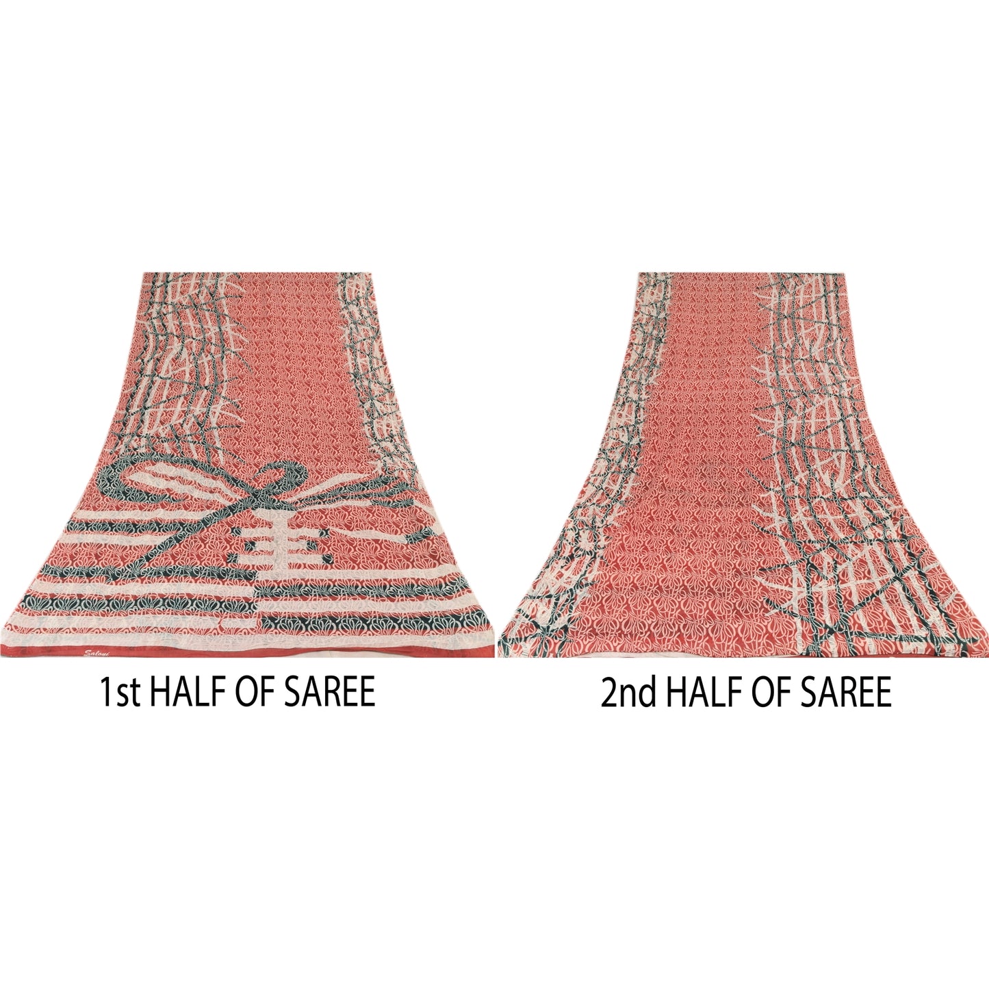 Сари Sanskriti Vintage темно-красного цвета, 100% чистый хлопок, напечатанное сари, 5 ярдов, ткань для рукоделия, устойчивая к истиранию