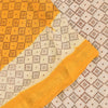 Sanskriti Vintage Sarees Yellow/Ivory Ikat Printed Pure Cotton Sari Craft Sustainable Fabric