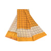 Sanskriti Vintage Sarees Yellow/Ivory Ikat Printed Pure Cotton Sari Craft Sustainable Fabric