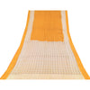 Sanskriti Vintage Sarees Yellow/Ivory Ikat Printed Pure Cotton Sari Craft Sustainable Fabric