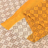 Sanskriti Vintage Sarees Yellow/Ivory Ikat Printed Pure Cotton Sari Craft Sustainable Fabric