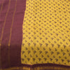Sanskriti Vintage Sarees Yellow/Brown Zari Woven Print Pure Cotton Sari Fabric