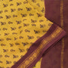Sanskriti Vintage Sarees Yellow/Brown Zari Woven Print Pure Cotton Sari Fabric