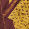 Sanskriti Vintage Sarees Yellow/Brown Zari Woven Print Pure Cotton Sari Fabric