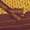 Sanskriti Vintage Sarees Yellow/Brown Zari Woven Print Pure Cotton Sari Fabric