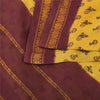 Sanskriti Vintage Sarees Yellow/Brown Zari Woven Print Pure Cotton Sari Fabric