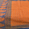 Sanskriti Vintage Sarees Indian Orange Pure Cotton Printed Sari 5yd Craft Fabric