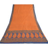 Sanskriti Vintage Sarees Indian Orange Pure Cotton Printed Sari 5yd Craft Fabric