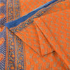 Sanskriti Vintage Sarees Indian Orange Pure Cotton Printed Sari 5yd Craft Fabric