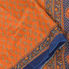 Sanskriti Vintage Sarees Indian Orange Pure Cotton Printed Sari 5yd Craft Fabric