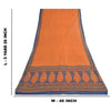Sanskriti Vintage Sarees Indian Orange Pure Cotton Printed Sari 5yd Craft Fabric
