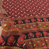 Sanskriti Vintage Sarees Red/Black 100%Pure Cotton Printed Sari 5yd Craft Fabric