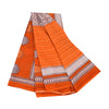 Sanskriti Vintage Sarier Orange 100% Ren Bomuld Trykt Sari 5+ yard Håndværk Bæredygtigt Stoff