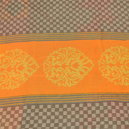 Sanskriti Vintage Sarier Grøn 100% Ren Bomuld Trykt Sari 5+ yard Håndværk Bæredygtigt Stoff