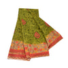Sanskriti Vintage Sarees Green 100% Pure Cotton Printed Sari 5+yd Craft Sustainable Fabric