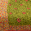 Sanskriti Vintage Sarees Green 100% Pure Cotton Printed Sari 5+yd Craft Sustainable Fabric