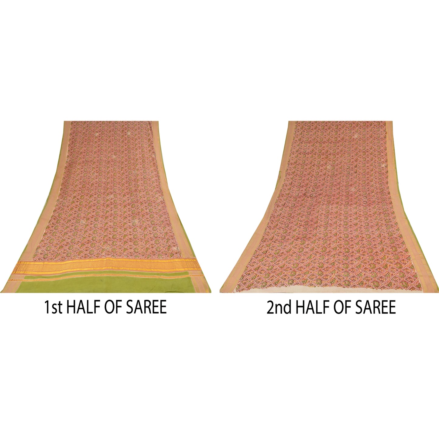 Sanskriti Vintage Sarees Red Hand Block Printed Pure Cotton Sari 5+yd Sustainable Fabric