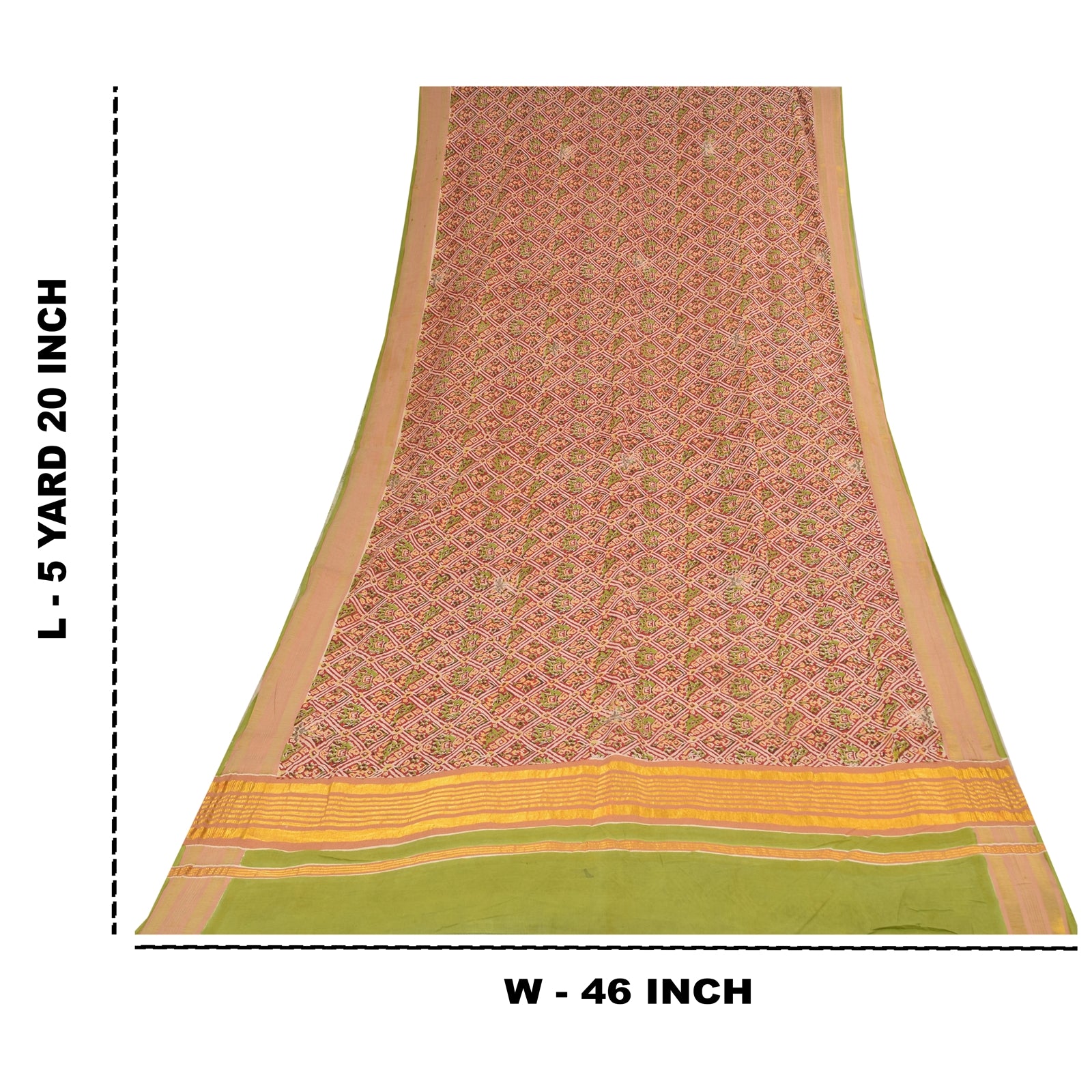 Sanskriti Vintage Sari 100% Pure Cotton Sarees Red Hand Block Printed 5+Yd Craft Fabric Breathable Sari Scraps, Upcycled Remnant Fabric