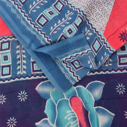 Санскритские винтажные сари синие/красные 100% чистый хлопок набивное сари 5 ярдов ткань для рукоделия устойчивая ткань