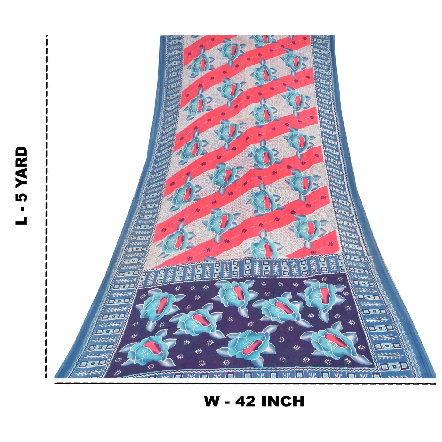 Санскритские винтажные сари синие/красные 100% чистый хлопок набивное сари 5 ярдов ткань для рукоделия устойчивая ткань