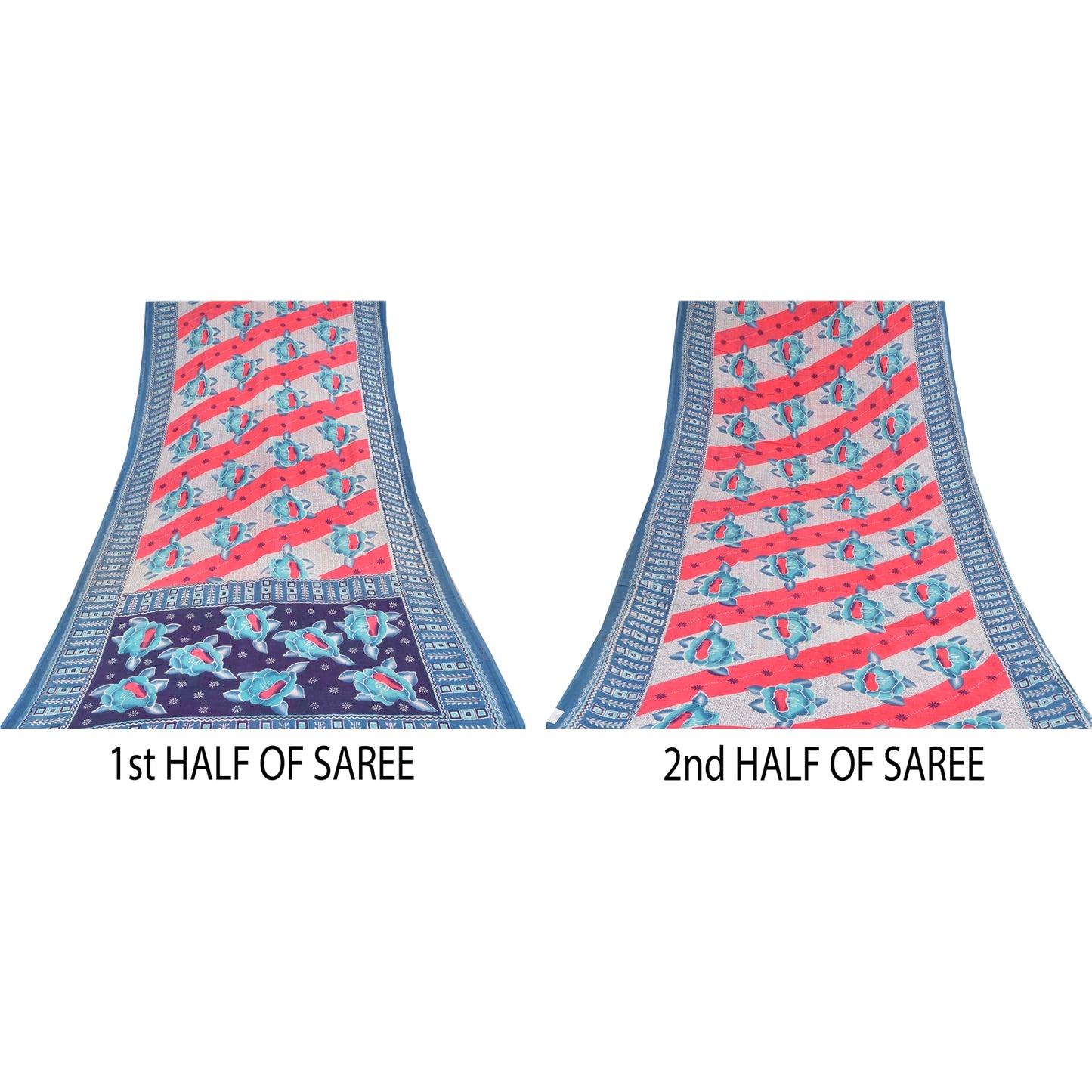 Санскритские винтажные сари синие/красные 100% чистый хлопок набивное сари 5 ярдов ткань для рукоделия устойчивая ткань