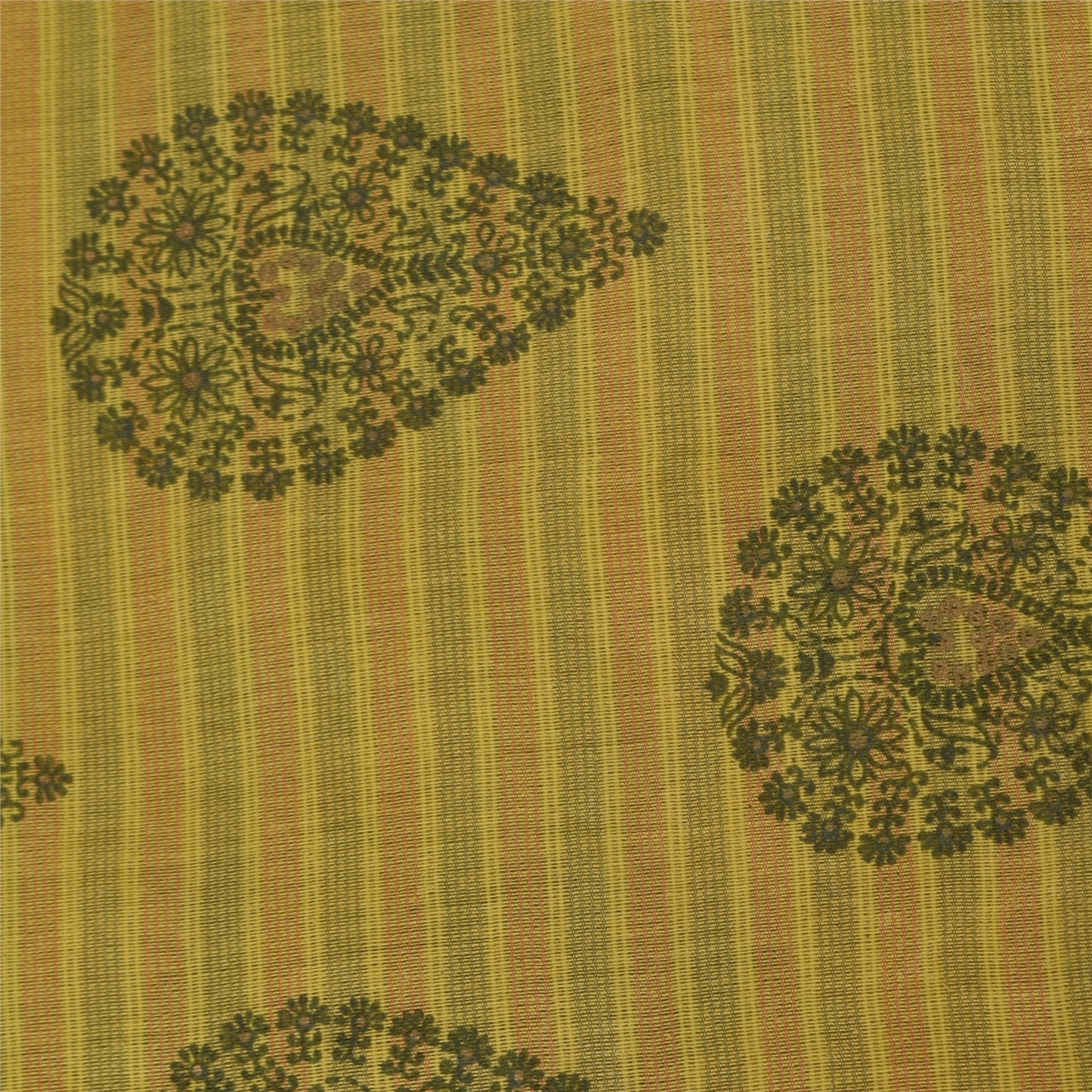 Sanskriti Vintage Sarees Indian Green Pure Cotton Printed Sari 5+yd Craft Sustainable Fabric