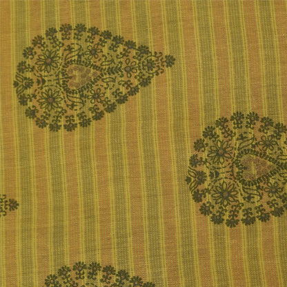 Sanskriti Vintage Sarees Indian Green Pure Cotton Printed Sari 5+yd Craft Sustainable Fabric