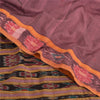 Sanskriti Vintage Sarees Pink Ikat Handwoven Odisha Pure Cotton Sari 5+yd Fabric