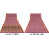 Sanskriti Vintage Sarees Pink Ikat Handwoven Odisha Pure Cotton Sari 5+yd Fabric