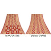 Sanskriti Vintage Sarees Peach/Red Pure Cotton Ikat Printed Sari 5+yd Sustainable Fabric