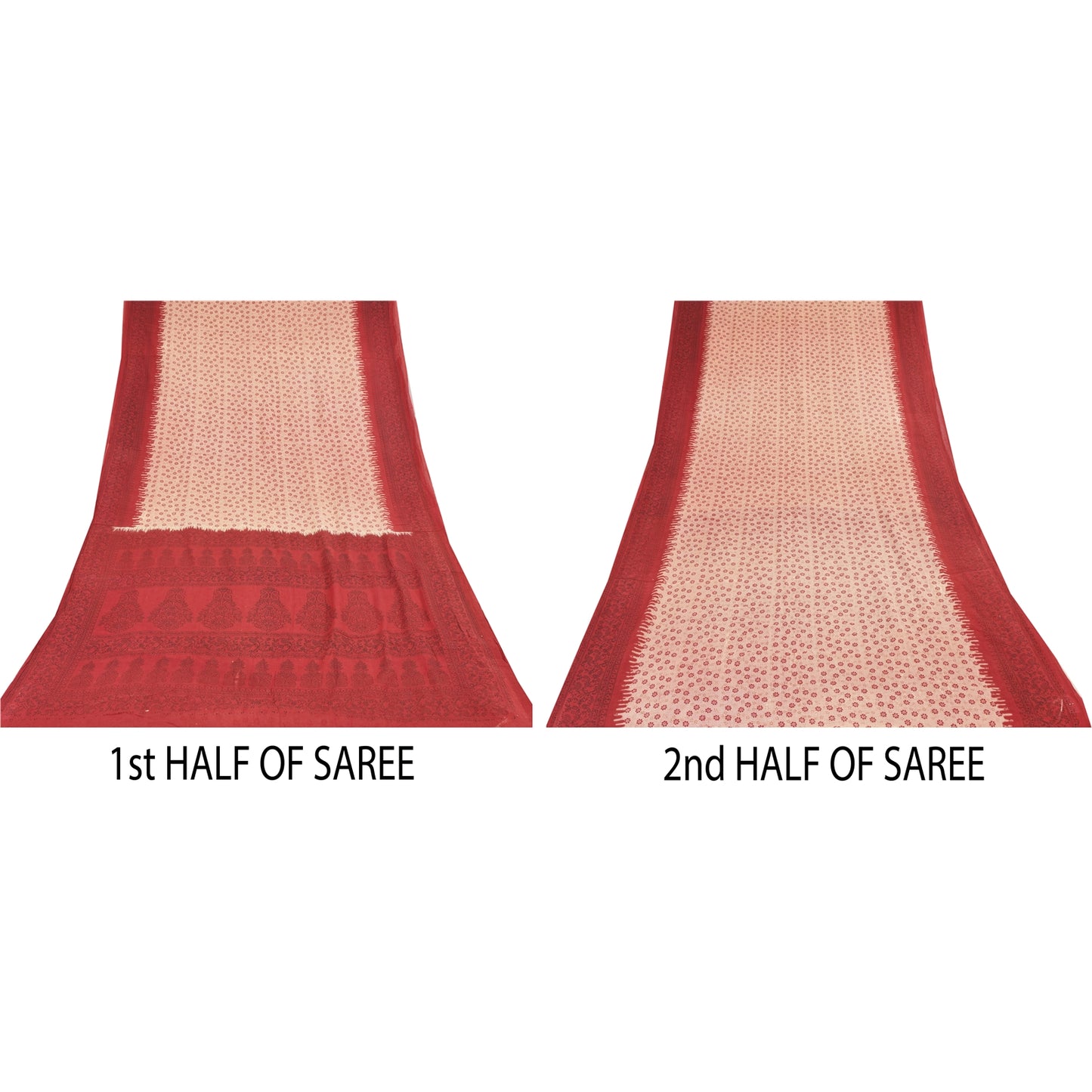 Санскритские винтажные сари персикового/красного цвета из чистого хлопка с принтом 5+ ярдов ткань для рукоделия из экологически чистой ткани