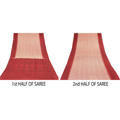 Санскритские винтажные сари персикового/красного цвета из чистого хлопка с принтом 5+ ярдов ткань для рукоделия из экологически чистой ткани