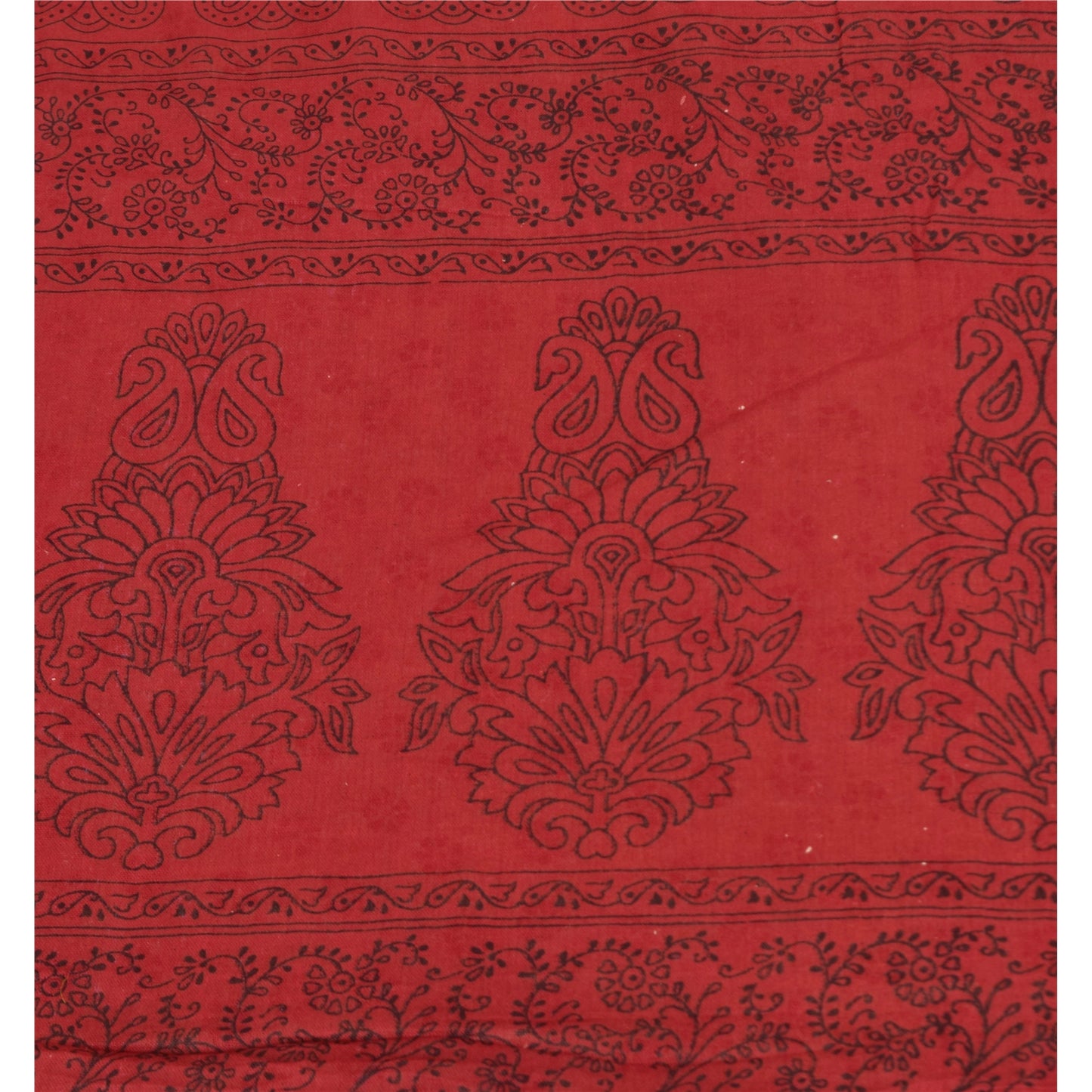 Санскритские винтажные сари персикового/красного цвета из чистого хлопка с принтом 5+ ярдов ткань для рукоделия из экологически чистой ткани