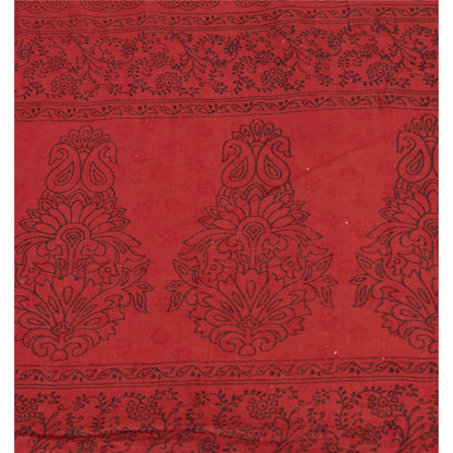 Санскритские винтажные сари персикового/красного цвета из чистого хлопка с принтом 5+ ярдов ткань для рукоделия из экологически чистой ткани