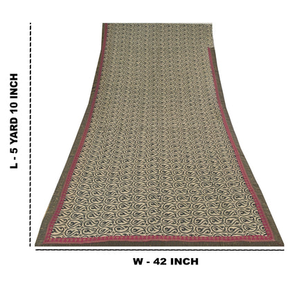 Sanskriti Vintage Sarees Cream/Black 100%Pure Cotton Print Kota Sari 5+yd Sustainable Fabric