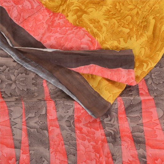 Sanskriti Vintage Sarees Multicolor Pure Cotton Printed Sari 5+yd Craft Sustainable Fabric