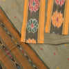 Sanskriti Vintage Sarees Gray Ikat Handwoven Odisha Pure Cotton Sari 5+yd Sustainable Fabric