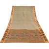 Sanskriti Vintage Sarees Gray Ikat Handwoven Odisha Pure Cotton Sari 5+yd Sustainable Fabric