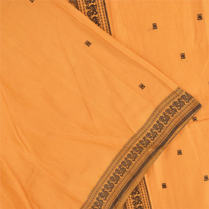 Sanskriti Vintage Sarees Peach Hand Woven Pure Cotton Sari 5+yd Craft Sustainable Fabric